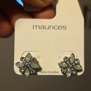Maurices Opal Green Floral Cluster Stud Earrings
